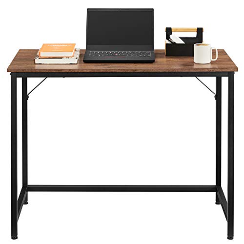 VASAGLE Escritorio, Mesa de Ordenador, Mesa de Oficina pequeña, 100 x 50 x 75 cm, para Estudio, Oficina, Montaje Simple, Acero, Diseño Industrial, Marrón Avellana y Negro LWD041B03