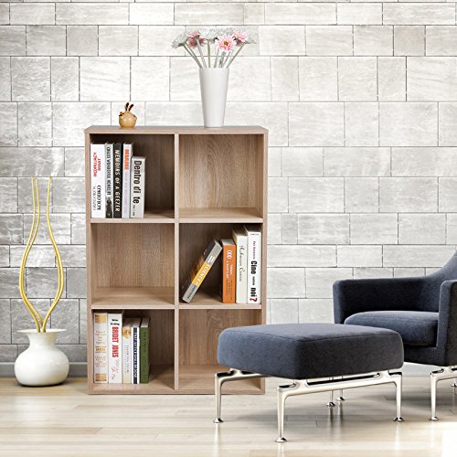 VASAGLE Estantería de Madera, Biblioteca, Organizador con 6 Compertimientos, 65,5 x 30,5 x 97,5 cm, Color Roble LBC203H, roble VASAGLE Estantería de Madera, Biblioteca, Organizador con 6 Compertimientos, 65,5 x 30,5 x 97,5 cm, Color Roble LBC203H, roble