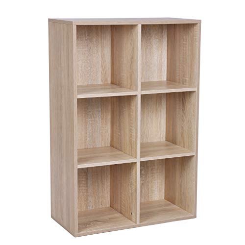 VASAGLE Estantería de Madera, Biblioteca, Organizador con 6 Compertimientos, 65,5 x 30,5 x 97,5 cm, Color Roble LBC203H, roble VASAGLE Estantería de Madera, Biblioteca, Organizador con 6 Compertimientos, 65,5 x 30,5 x 97,5 cm, Color Roble LBC203H, roble