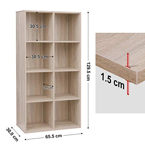 VASAGLE Estantería para Libros de 8 Cubos, Estantería de Madera y Estantería de exposición, Armario Independiente para la Oficina, casa, Color Roble LBC24NL VASAGLE Estantería para Libros de 8 Cubos, Estantería de Madera y Estantería de exposición, Armario Independiente para la Oficina, casa, Color Roble LBC24NL