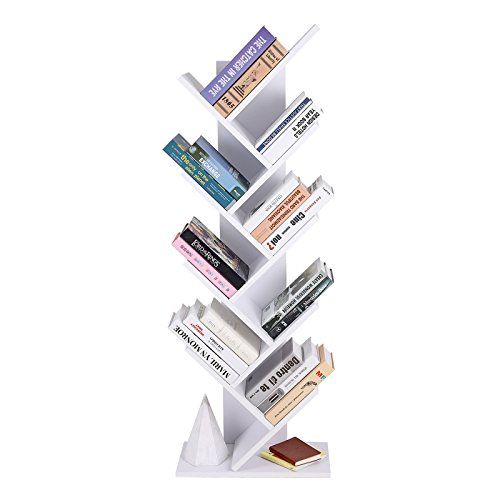 VASAGLE Librería en Forma de árbol, Librería de 8 Niveles con estantes de Madera, para Sala de Estar, Oficina doméstica, Blanco LBC11WTV1