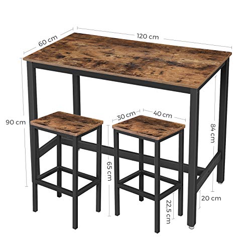 VASAGLE Mesa de Barra, con 2 Taburetes de Barra, Mesa de Desayuno y Sillas, Mostrador de Cocina con Sillas, para Cocina, Sala, Salón, Sala de Fiestas, Industrial, Marrón Rústico LBT15X VASAGLE Mesa de Barra, con 2 Taburetes de Barra, Mesa de Desayuno y Sillas, Mostrador de Cocina con Sillas, para Cocina, Sala, Salón, Sala de Fiestas, Industrial, Marrón Rústico LBT15X