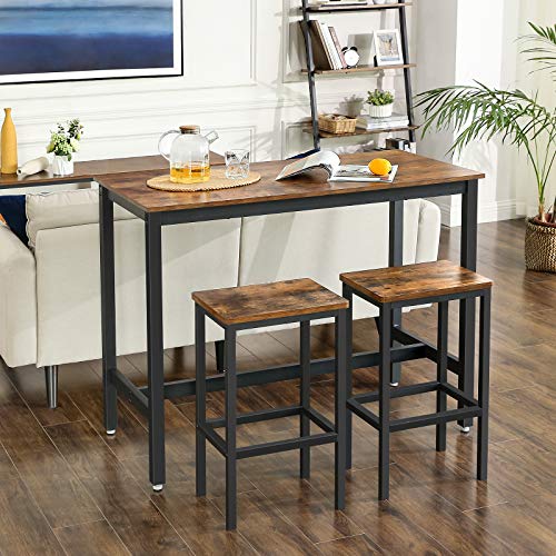 VASAGLE Mesa de Barra, con 2 Taburetes de Barra, Mesa de Desayuno y Sillas, Mostrador de Cocina con Sillas, para Cocina, Sala, Salón, Sala de Fiestas, Industrial, Marrón Rústico LBT15X VASAGLE Mesa de Barra, con 2 Taburetes de Barra, Mesa de Desayuno y Sillas, Mostrador de Cocina con Sillas, para Cocina, Sala, Salón, Sala de Fiestas, Industrial, Marrón Rústico LBT15X