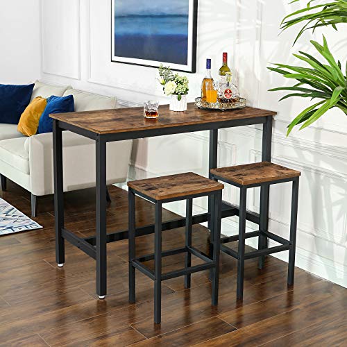 VASAGLE Mesa de Barra, con 2 Taburetes de Barra, Mesa de Desayuno y Sillas, Mostrador de Cocina con Sillas, para Cocina, Sala, Salón, Sala de Fiestas, Industrial, Marrón Rústico LBT15X VASAGLE Mesa de Barra, con 2 Taburetes de Barra, Mesa de Desayuno y Sillas, Mostrador de Cocina con Sillas, para Cocina, Sala, Salón, Sala de Fiestas, Industrial, Marrón Rústico LBT15X