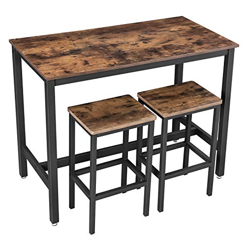 VASAGLE Mesa de Barra, con 2 Taburetes de Barra, Mesa de Desayuno y Sillas, Mostrador de Cocina con Sillas, para Cocina, Sala, Salón, Sala de Fiestas, Industrial, Marrón Rústico LBT15X VASAGLE Mesa de Barra, con 2 Taburetes de Barra, Mesa de Desayuno y Sillas, Mostrador de Cocina con Sillas, para Cocina, Sala, Salón, Sala de Fiestas, Industrial, Marrón Rústico LBT15X
