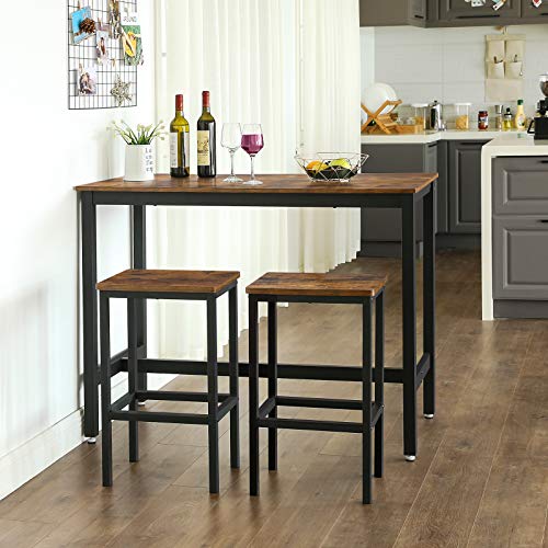 VASAGLE Mesa de Barra, con 2 Taburetes de Barra, Mesa de Desayuno y Sillas, Mostrador de Cocina con Sillas, para Cocina, Sala, Salón, Sala de Fiestas, Industrial, Marrón Rústico LBT15X VASAGLE Mesa de Barra, con 2 Taburetes de Barra, Mesa de Desayuno y Sillas, Mostrador de Cocina con Sillas, para Cocina, Sala, Salón, Sala de Fiestas, Industrial, Marrón Rústico LBT15X