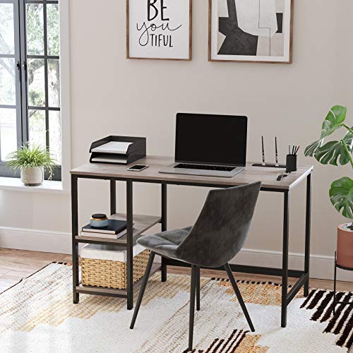 VASAGLE Mesa de Ordenador, Escritotio, con 2 Niveles de Estante a la Izquierda o a la Derecha, para Oficina, Dormitorio, Estructura de Acero, Industrial, Greige y Negro LWD47MB VASAGLE Mesa de Ordenador, Escritotio, con 2 Niveles de Estante a la Izquierda o a la Derecha, para Oficina, Dormitorio, Estructura de Acero, Industrial, Greige y Negro LWD47MB