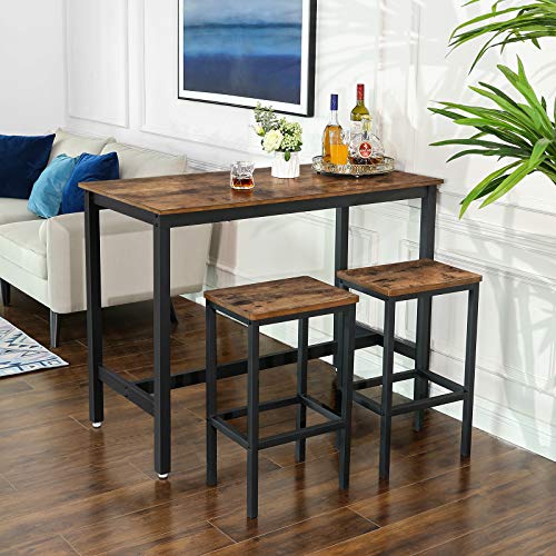 VASAGLE Taburetes de Bar, Juego de 2 Sillas de Bar, Taburetes de Barra de Desayuno de Cocina con Reposapiés, Industrial en Sala, Salón de Fiestas, Marrón Rústico LBC65X VASAGLE Taburetes de Bar, Juego de 2 Sillas de Bar, Taburetes de Barra de Desayuno de Cocina con Reposapiés, Industrial en Sala, Salón de Fiestas, Marrón Rústico LBC65X