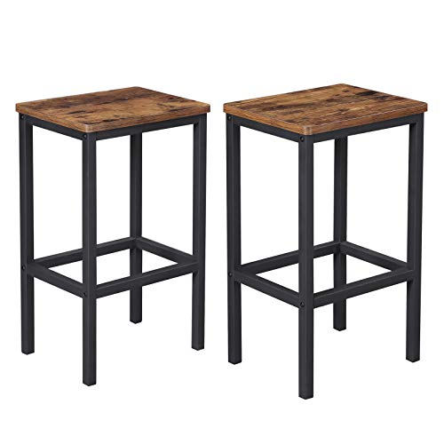 VASAGLE Taburetes de Bar, Juego de 2 Sillas de Bar, Taburetes de Barra de Desayuno de Cocina con Reposapiés, Industrial en Sala, Salón de Fiestas, Marrón Rústico LBC65X VASAGLE Taburetes de Bar, Juego de 2 Sillas de Bar, Taburetes de Barra de Desayuno de Cocina con Reposapiés, Industrial en Sala, Salón de Fiestas, Marrón Rústico LBC65X