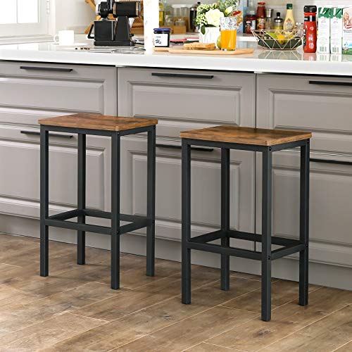 VASAGLE Taburetes de Bar, Juego de 2 Sillas de Bar, Taburetes de Barra de Desayuno de Cocina con Reposapiés, Industrial en Sala, Salón de Fiestas, Marrón Rústico LBC65X VASAGLE Taburetes de Bar, Juego de 2 Sillas de Bar, Taburetes de Barra de Desayuno de Cocina con Reposapiés, Industrial en Sala, Salón de Fiestas, Marrón Rústico LBC65X