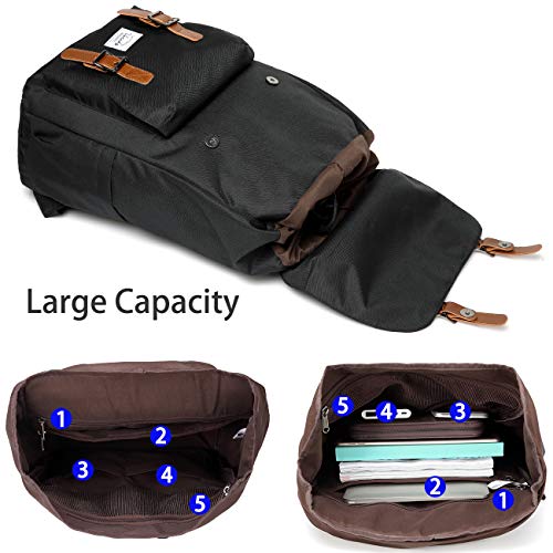 VASCHY Mochila Hombre, Mochila Mujer Casual Mochila para Portatil 15.6 Pulgadas Mochilas Escolares Vintage Mochila Universidad Mochilas Juveniles Resistente al Agua Negro VASCHY Mochila Hombre, Mochila Mujer Casual Mochila para Portatil 15.6 Pulgadas Mochilas Escolares Vintage Mochila Universidad Mochilas Juveniles Resistente al Agua Negro