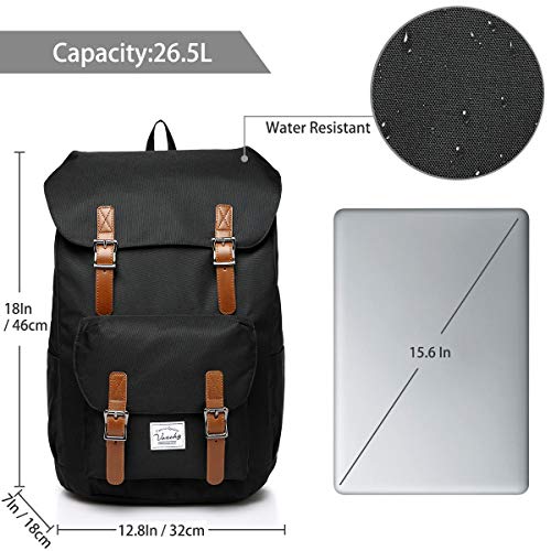 VASCHY Mochila Hombre, Mochila Mujer Casual Mochila para Portatil 15.6 Pulgadas Mochilas Escolares Vintage Mochila Universidad Mochilas Juveniles Resistente al Agua Negro VASCHY Mochila Hombre, Mochila Mujer Casual Mochila para Portatil 15.6 Pulgadas Mochilas Escolares Vintage Mochila Universidad Mochilas Juveniles Resistente al Agua Negro