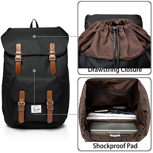 VASCHY Mochila Hombre, Mochila Mujer Casual Mochila para Portatil 15.6 Pulgadas Mochilas Escolares Vintage Mochila Universidad Mochilas Juveniles Resistente al Agua Negro VASCHY Mochila Hombre, Mochila Mujer Casual Mochila para Portatil 15.6 Pulgadas Mochilas Escolares Vintage Mochila Universidad Mochilas Juveniles Resistente al Agua Negro
