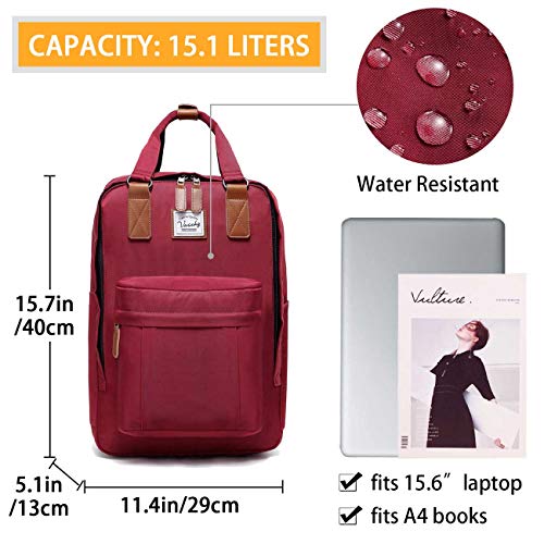 VASCHY Mochila Mujer,Mochilas Escolares Juveniles Vintage Mochila Portatil 15.6 Pulgadas para Hombre Universidad Resistente al Agua Rojo VASCHY Mochila Mujer,Mochilas Escolares Juveniles Vintage Mochila Portatil 15.6 Pulgadas para Hombre Universidad Resistente al Agua Rojo