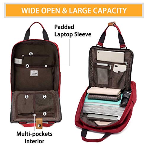 VASCHY Mochila Mujer,Mochilas Escolares Juveniles Vintage Mochila Portatil 15.6 Pulgadas para Hombre Universidad Resistente al Agua Rojo VASCHY Mochila Mujer,Mochilas Escolares Juveniles Vintage Mochila Portatil 15.6 Pulgadas para Hombre Universidad Resistente al Agua Rojo