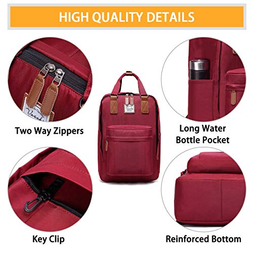 VASCHY Mochila Mujer,Mochilas Escolares Juveniles Vintage Mochila Portatil 15.6 Pulgadas para Hombre Universidad Resistente al Agua Rojo VASCHY Mochila Mujer,Mochilas Escolares Juveniles Vintage Mochila Portatil 15.6 Pulgadas para Hombre Universidad Resistente al Agua Rojo