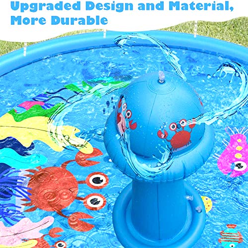 VATOS Tapete de Juegos de Agua Splash Pad, Colchoneta de Juego Alfombrilla de Agua Estilo UFO Aspersor de Juego para la Fiesta 67" Juguetes de Agua de Verano para Pequeños 2 3 4 5 Niños y Niñas