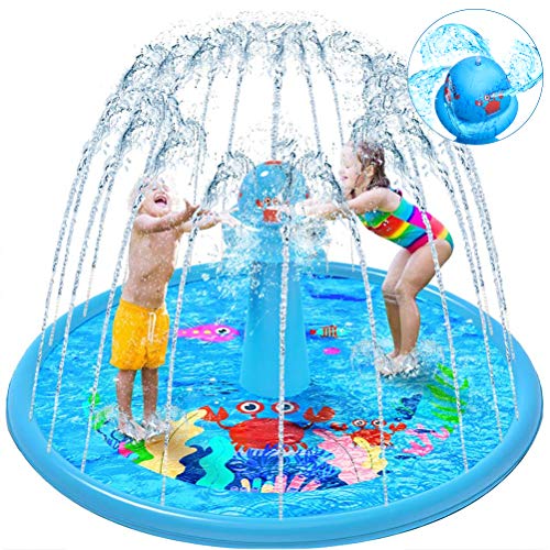 VATOS Tapete de Juegos de Agua Splash Pad, Colchoneta de Juego Alfombrilla de Agua Estilo UFO Aspersor de Juego para la Fiesta 67" Juguetes de Agua de Verano para Pequeños 2 3 4 5 Niños y Niñas