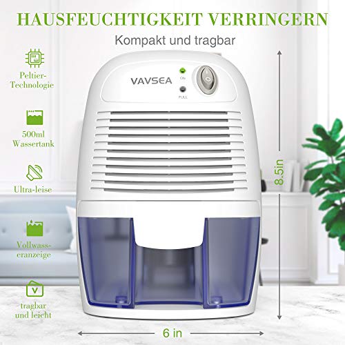 VAVSEA Deshumidificador Eléctrico,Deshumidificadores Compacto y portátil,500 ml, Protege Frente a la Humedad,la Suciedad y el Moho en casa, en la Cocina, en dormitorios, caravanas, oficinas y garajes VAVSEA Deshumidificador Eléctrico,Deshumidificadores Compacto y portátil,500 ml, Protege Frente a la Humedad,la Suciedad y el Moho en casa, en la Cocina, en dormitorios, caravanas, oficinas y garajes