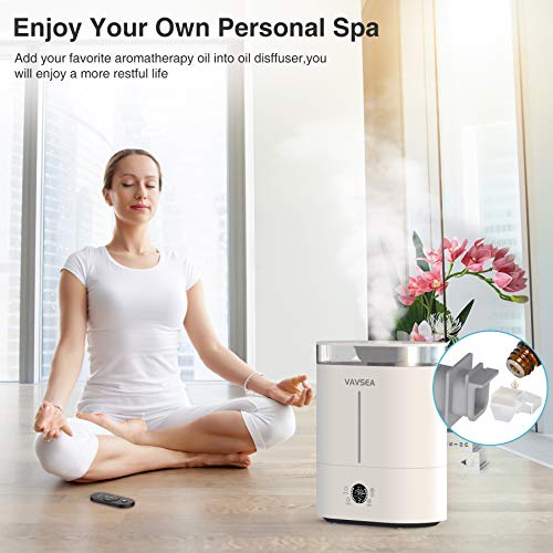 VAVSEA Humidificador ultrasónico 4L Bebé, Difusor de Aroma con alta capacidad de depósito de agua, apagado automático, Eficiente y silencioso, ideal para bebés, yoga y dormitorios