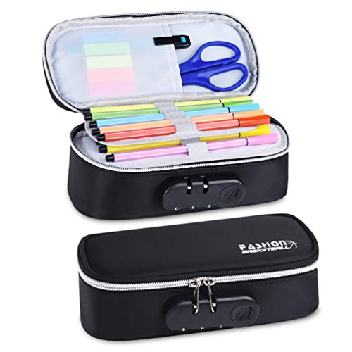 Vbiger Estuche Escolar de Niño Bolsa Lápiz Niña Gran Capacidad Anti-robo Material Escolar Papeleria. (negro)