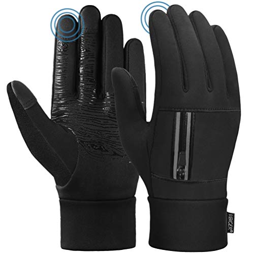 VBIGER Guantes de Invierno Abrigados con Cremallera Guantes de Pantalla Táctil Cálidos Guantes de Ciclismo Antideslizantes para Hombres y Mujeres,Negro S