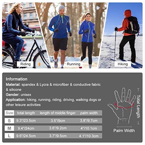 VBIGER Guantes de Invierno Caliente, Guantes de Pantalla Táctil Antideslizante para Esquí Nieve Ciclismo Deporte al Aire Libre (Negro, M)