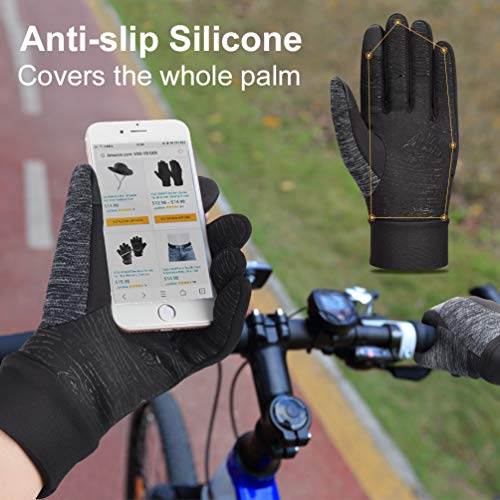 VBIGER Guantes de Invierno Caliente, Guantes de Pantalla Táctil Antideslizante para Esquí Nieve Ciclismo Deporte al Aire Libre (Negro, M)