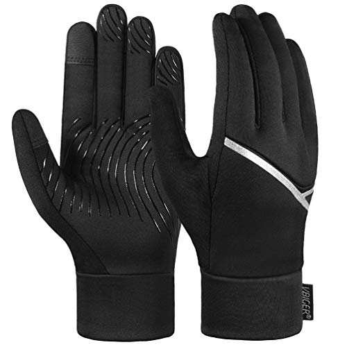 VBIGER Guantes Invierno Hombre Mujeres Anti-Deslizantes Táctil Antideslizantes con Pantalla táctil de Correr Ciclismo Moto Deportivos. (L)