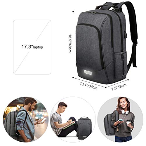 Vbiger Mochila Antirrobo Impermeable Mochila Portátil Hombre Mujer 17 Pulgadas Bolsa Viaje Negocios Puerto USB