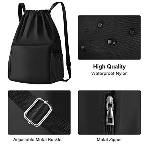 VBIGER Mochila Cuerdas Hombres Mujer Mochila Saco Tela Negro para Deporte Gimnasio Yoga Nadar Playa (negro) VBIGER Mochila Cuerdas Hombres Mujer Mochila Saco Tela Negro para Deporte Gimnasio Yoga Nadar Playa (negro)