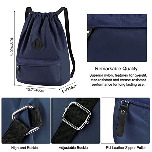 Vbiger Mochila de Cuerda Unisex Azul Oscuro Vbiger Mochila de Cuerda Unisex Azul Oscuro