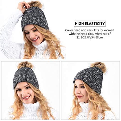 VBIGER Sombreros de Caliente Punto Gorro Invierno con Forro de Felpa Corta para Mujer