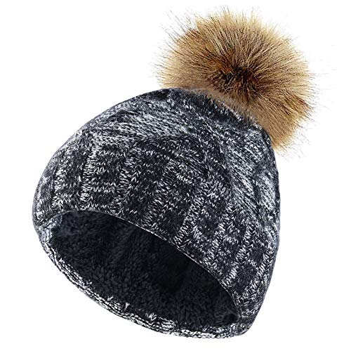 VBIGER Sombreros de Caliente Punto Gorro Invierno con Forro de Felpa Corta para Mujer VBIGER Sombreros de Caliente Punto Gorro Invierno con Forro de Felpa Corta para Mujer
