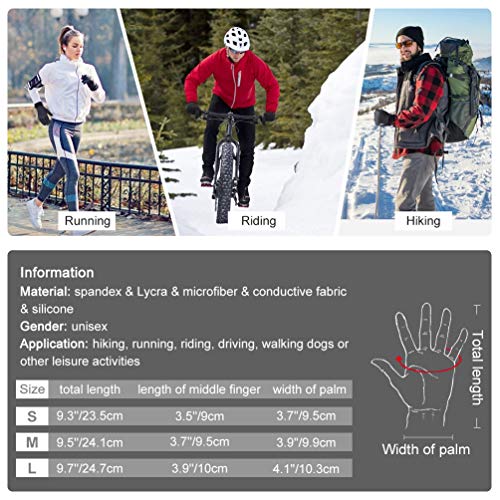 VBIGER Thickened Winter Gloves Warm Touch Screen Gloves Anti-Slip Cycling Gloves (Gris Oscuro, S)