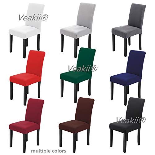 Veakii R Fundas para sillas Pack de 4 Fundas sillas Comedor, Lavable Comedor Asiento Cubre para el Comedor casero Modern Bouquet de la Boda, Hotel, Decor Restaurante（Gris Claro）