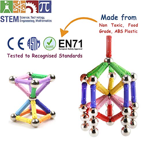 Veatree Bloques Magnéticos de Construcción para Niños Palos Magnéticos 206 Piezas Juguete Educativo para el Desarrollo Integral para Mayores de 4 Años Veatree Bloques Magnéticos de Construcción para Niños Palos Magnéticos 206 Piezas Juguete Educativo para el Desarrollo Integral para Mayores de 4 Años