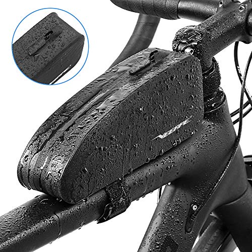 VEEAPE Bolsa Impermeable para Cuadro de Bicicleta MTB Bolsa para Bicicleta de Carretera Tubo Frontal Gran Capacidad, Velcro Ajustable/Material Reflectante