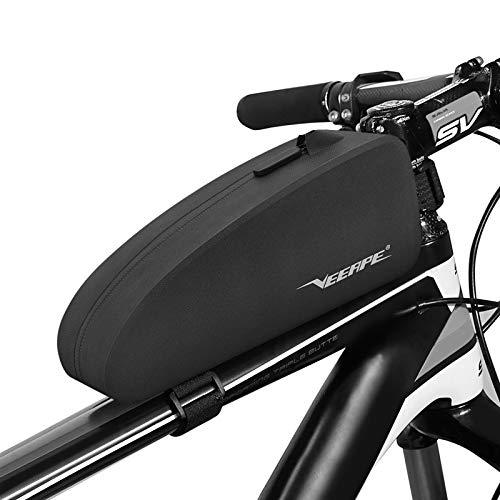 VEEAPE Bolsa Impermeable para Cuadro de Bicicleta MTB Bolsa para Bicicleta de Carretera Tubo Frontal Gran Capacidad, Velcro Ajustable/Material Reflectante