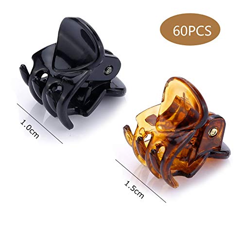 VEGCOO 60 Piezas Mini Clips de Pelo, Horquillas Plásticas Garras de Pelo Accesorios de Cabello para Mujeres Niñas