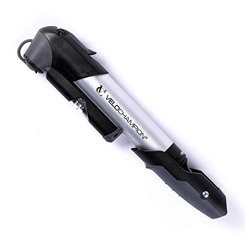 VeloChampion Bomba de Bicicleta Alloy 9 con manómetro - Presta/Schrader 8.3 Bar (120 PSI) - portátil, compacta, Duradera, rápida y fácil de Usar (Pump) VeloChampion Bomba de Bicicleta Alloy 9 con manómetro - Presta/Schrader 8.3 Bar (120 PSI) - portátil, compacta, Duradera, rápida y fácil de Usar (Pump)