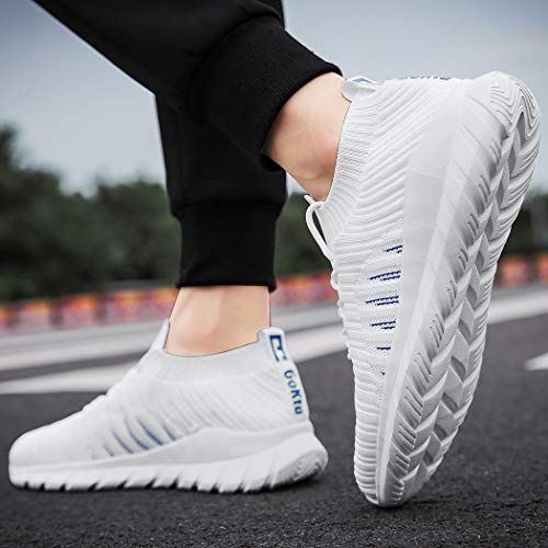 Veluckin Zapatillas Hombre Transpirable Deportivas Tejido de Punto Zapatos Running Hombre Zapatillas para Correr,9003-Blanco,43 Veluckin Zapatillas Hombre Transpirable Deportivas Tejido de Punto Zapatos Running Hombre Zapatillas para Correr,9003-Blanco,43