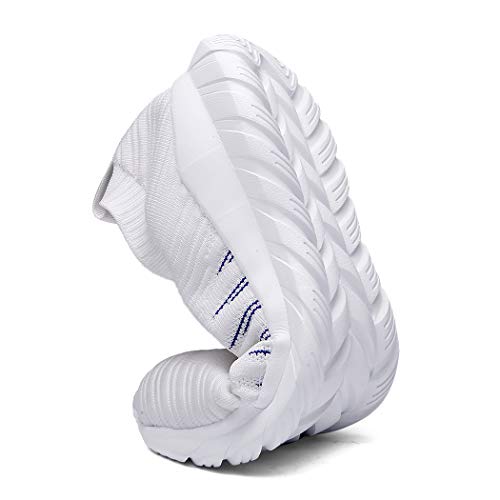 Veluckin Zapatillas Hombre Transpirable Deportivas Tejido de Punto Zapatos Running Hombre Zapatillas para Correr,9003-Blanco,43
