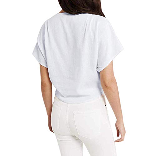 VEMOW Blusa para Mujer OtoñO Primavera Nueva Mejor Venta De Moda Casual De Manga Larga sólido Button Camisetas Tops(Blanco,L)