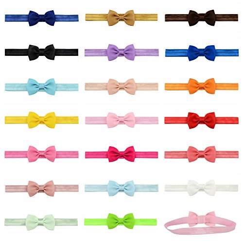Vendas del pelo de la venda de las muchachas del bebé del Bowknot de la cinta del Grosgrain Stretch para los niños pequeños 20pcs Vendas del pelo de la venda de las muchachas del bebé del Bowknot de la cinta del Grosgrain Stretch para los niños pequeños 20pcs