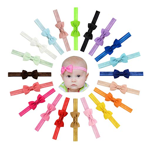 Vendas del pelo de la venda de las muchachas del bebé del Bowknot de la cinta del Grosgrain Stretch para los niños pequeños 20pcs Vendas del pelo de la venda de las muchachas del bebé del Bowknot de la cinta del Grosgrain Stretch para los niños pequeños 20pcs