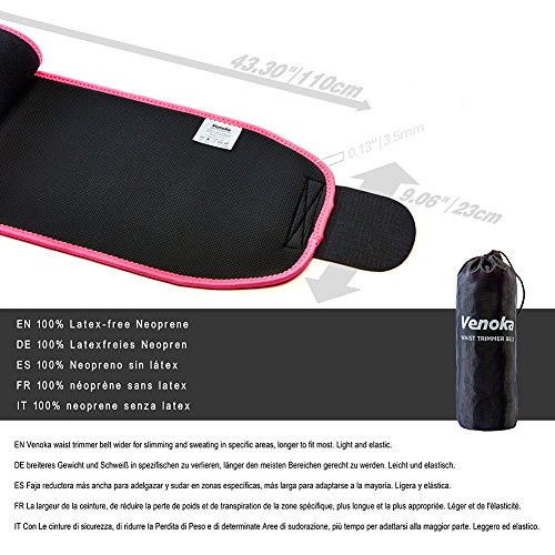 Venoka Faja Reductora de Neopreno Ajustable Hombre/Mujer Cinturón Reductor Abdominal de Sudoración Adelgazar para Cintura/Espalda/Lumbar (Rosa, 110 x 23 CM) Venoka Faja Reductora de Neopreno Ajustable Hombre/Mujer Cinturón Reductor Abdominal de Sudoración Adelgazar para Cintura/Espalda/Lumbar (Rosa, 110 x 23 CM)