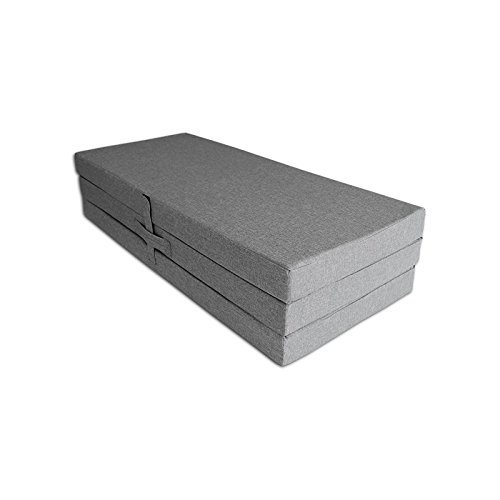 Ventadecolchones - Colchón Plegable con 3 cm de Viscoelástica con Cierre y Asa 120 cm x 190 cm x 10 cm con Espuma en Densidad 25kg/m3 (extrafirme) en Loneta Premium Gris Ventadecolchones - Colchón Plegable con 3 cm de Viscoelástica con Cierre y Asa 120 cm x 190 cm x 10 cm con Espuma en Densidad 25kg/m3 (extrafirme) en Loneta Premium Gris