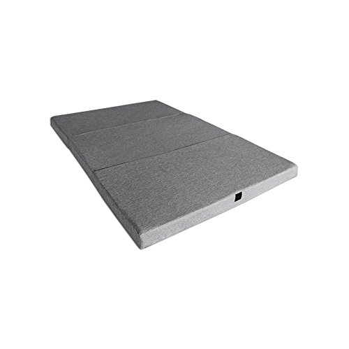 Ventadecolchones - Colchón Plegable con 3 cm de Viscoelástica con Cierre y Asa 120 cm x 190 cm x 10 cm con Espuma en Densidad 25kg/m3 (extrafirme) en Loneta Premium Gris