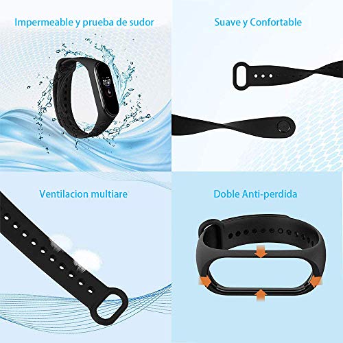 Ventdest Correa para Xiaomi Mi Band 4 Xiaomi Mi Band 3, (6 Piezas) Pulseras para Xiaomi Mi Band 4, Silicona Correa de Repuesto Suave, Transpirable, Resistente al Sudor, Vistoso